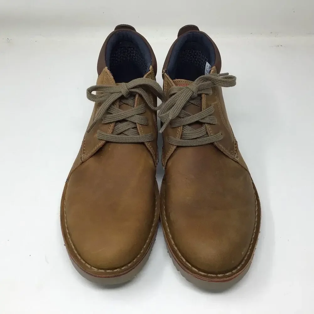 Clarks Mens Vargo Mid Ankle Chukka Boot Light Brown Leather Size 10 Pre Owned